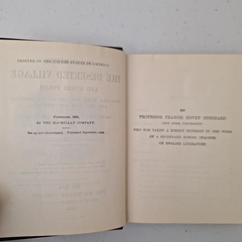 RARE 1926 Goldsmith's Deserted Village And Other Poems Macmillan Pocket Classics